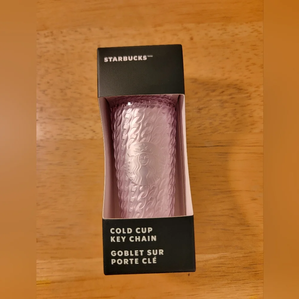 Starbucks 2024 Pink Chain Link Pattern Cold Cup Keychain‎